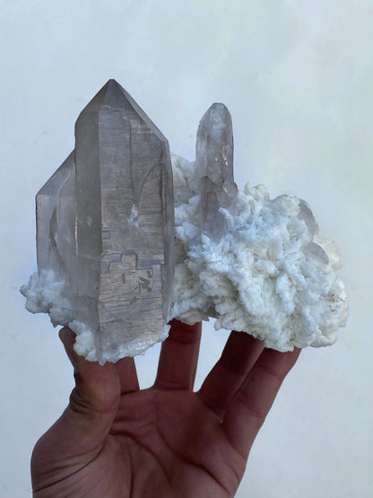 Smoky Quartz Crystal on Snow White Albite Matrix