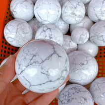 White Howlite Crystal Sphere