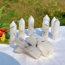 Black Tourmaline Quartz Crystal Obelisk Tower (Quality B)