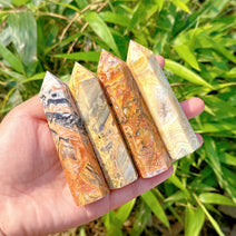 Crazy Lace Agate Crystal Obelisk Tower