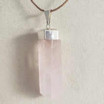 Rose Quartz Crystal Point Pendant with Silver Cap - Unique Necklace