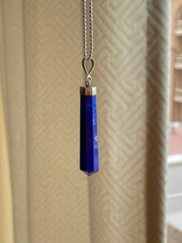 Lapis Lazuli Crystal Point Pendant with Silver Cap - Unique Necklace