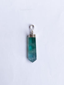 Fluorite Crystal Point Pendant with Silver Cap - Unique Necklace