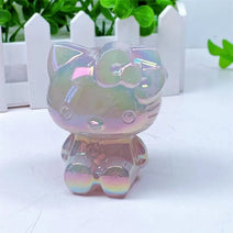 8cm/3.14 inch Aura Rose Quartz Hello Kitty Crystal Figurine