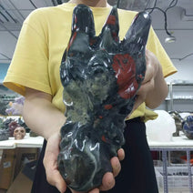 Blood Stone Carved Dragon Head Crystal