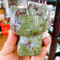 10cm/3.9Inch Natural Dragon Blood Stone Hello Kitty Crystal Figurine