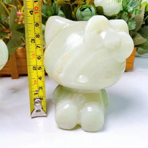 9.5cm/3.7inch Natural Jade Marble Hello Kitty Crystal Figurine