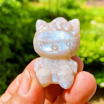 4.7cm/1.85inch Natural Moon Stone Hello Kitty Crystal Figurine