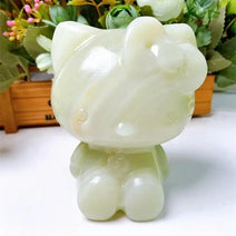 9.5cm/3.7inch Natural Jade Marble Hello Kitty Crystal Figurine