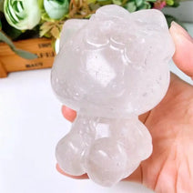 10cm/3.9Inch Natural Clear Quartz Hello Kitty Crystal Figurine