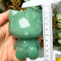 9.5cm/3.7inch Natural Green Aventurine Hello Kitty Crystal Figurine