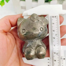 6cm/2.4inch Natural Pyrite Hello Kitty Crystal Figurine