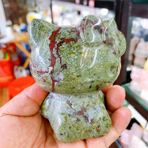 10cm/3.9Inch Natural Dragon Blood Stone Hello Kitty Crystal Figurine