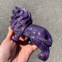 Lepidolite Lion Crystal Figurine