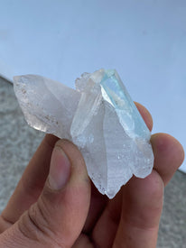 Gorgeous Flawless Aquamarine Crystal on Double Terminated Quartz Crystal