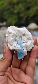 Sky Blue Aquamarine Crystal on Albite Matrix – 121g Specimen