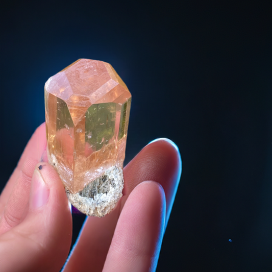 Natural Imperial Topaz Crystal on Cleavelandite Matrix - Haramosh Valley Origin