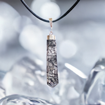 Rutile Quartz Crystal Point Pendant with Silver Cap - Unique Necklace