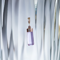 Kunzite Crystal Point Pendant with Silver Cap - Unique Necklace