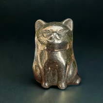 Pyrite Cat Handmade/carved 6cm