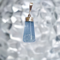 Aquamarine Crystal Point Pendant with Silver Cap - Unique Necklace