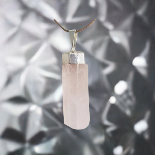 Rose Quartz Crystal Point Pendant with Silver Cap - Unique Necklace