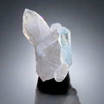 Gorgeous Flawless Aquamarine Crystal on Double Terminated Quartz Crystal