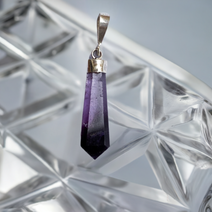 Fluorite Crystal Point Pendant with Silver Cap - Unique Necklace