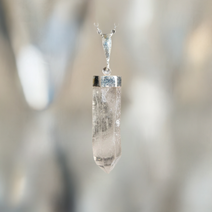 Clear Quartz Crystal Point Pendant with Silver Cap - Unique Necklace