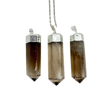 Smoky Quartz Crystal Point Pendant with Silver Cap - Unique Necklace