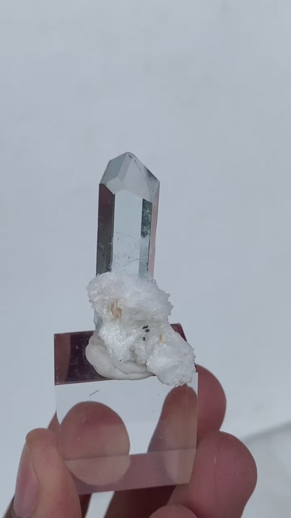 Diamond Cut Aquamarine Crystal with Cleavelandite Matrix | Shigar Valley