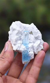 Sky Blue Aquamarine Crystal on Albite Matrix – 121g Specimen